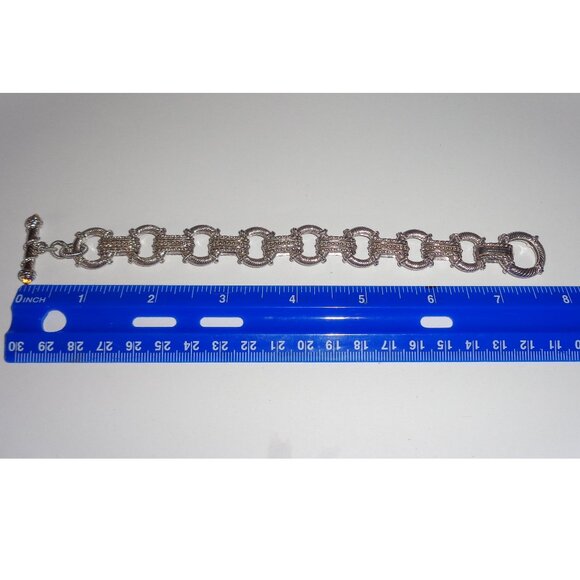 Judith Ripka 925 Sterling Silver Textured Rope Chain Link 7.5" Bracelet Citrine - Picture 4 of 4